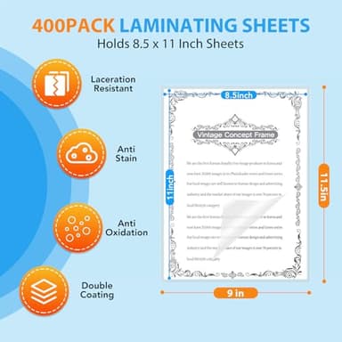 400 Pack Laminating Sheets, Holds 8.5 x 11 Inch Sheets, 3 mil, 9 x 11.5 Inches Thermal Laminating Pouches Lamination Sheet Paper for Laminator, Clear, Letter Size, Office and School Supplies - Image 6