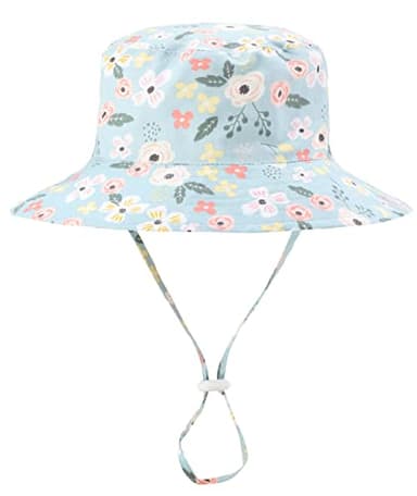 Baby Girl Sun Hat Summer Hats with UPF 50+ Toddler Bucket Hats Infant with Wide Brim Strap Outdoor Bucket Hat A-Greden Blue 2-4 Years - Image 2