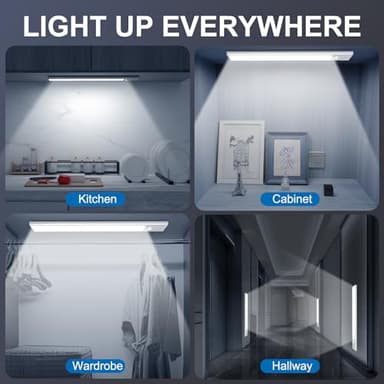 Foctro Closet Lights, 90leds Motion Sensor Light Indoor, 2000mah Rechargeable Under Cabinet Lighting Wireless with 3 Color Temps, 2 Pack Magnetic Dimmable Under Counter Lights for Kitchen - Image 7