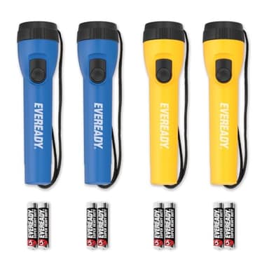 EVEREADY LED Flashlights (4-Pack), Bright Flashlights for Emergencies and Camping Gear, Flash Light with AA Batteries Included, Blue/Yellow (4-Pack) - Image 7