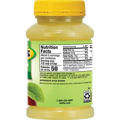 Mott's No Sugar Added Applesauce, 23 Oz Jar (Pack Of 12), Good Source Of Vitamin C, No Artificial Flavors - Image 2