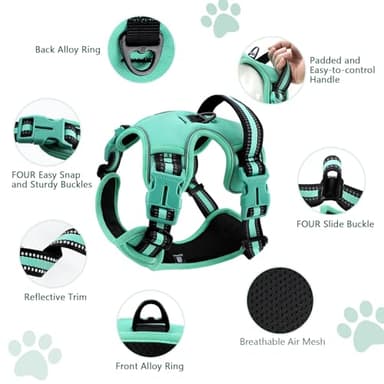 No Pull Dog Harness Release on Neck Reflective Adjustable No Choke Pet Vest with Front & Back 2 Leash Attachments Soft Control Training Handle for Small Medium Large Dogs - Image 5