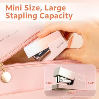 NUSIGN Mini Stapler with 830 Staples, Small Cute Desk Staplers, 25 Sheet Capacity, Pink-White Gradient - Image 7