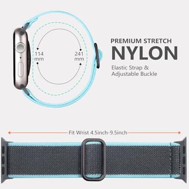 Maledan Braided Compatible with Apple Watch Series 11 10 9 8 7 45mm 41mm Ultra 2 Band 49mm Series 6 5 4 SE 44mm 40mm Series 3 2 1 38mm 42mm Men iWatch Bands Womens Stretchy Nylon Solo Loop Sport Strap - Image 8