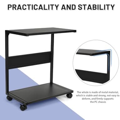 Bfttlity PC Stand Computer Tower Stand 2-Tier Metal CPU Holder with Locking Caster Wheels Suitable for Most PC (Black, L) - Image 6
