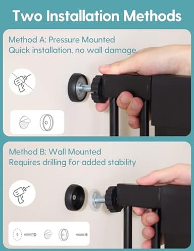 No Pawblems 55.1" Extra Tall Pet Gate for Cat/Dog, 29.9-44.4" Wide Auto Close Tall Cat Gate, NO Drilling Pressure Mounted for Doorways/Hallways, 1.37" Narrow Bar Spacing, Black - Image 7