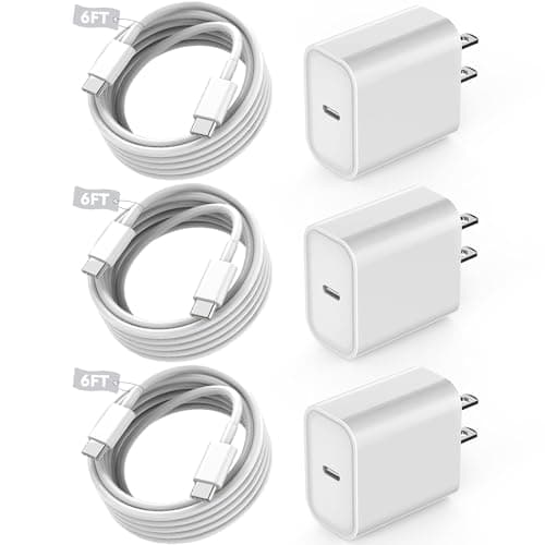 Fast USB C Charger Block,3Pack Long 6FT USBC to USBC Cable iPad Cord 20W iPhone 17 Pro Max Charger Travel Plug Fast Charging for iPhone 17/17 Air/17 Pro/16/16e/16 Pro/16Plus/15/15Pro/Pro Max/Plus,iPad - Image 1