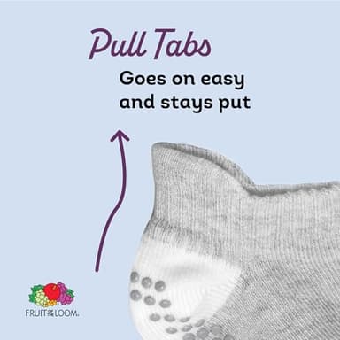 Fruit of the Loom Cotton Grip Socks for Baby and Toddler - Heather Grey (0-6 Months) - Image 5