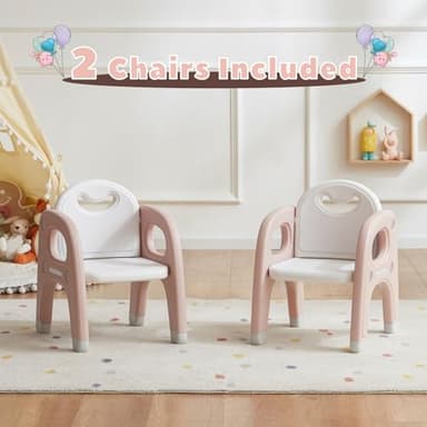 GITAWUSA Kids Table and 2 Chairs Set, Large Built-in Storage, Montessori Toddlers Table and Chairs Set, Kids Activity Table for Drawing Dining Playing, CPSC & ASTM Approved, Pink - Image 7
