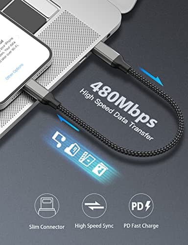 1ft USB C to Lightning Cable Short, [Apple MFi Certified] 2Pack USB C iPhone Charger PD Fast Charging, 12inch Nylon Braided Type C to Lightning Cord for iPhone 14 13 12 11 Pro Max Mini XR XS 8 SE iPad - Image 5