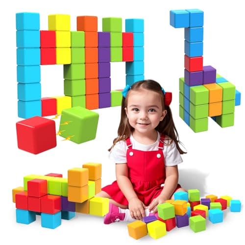 Magnetic Building Blocks, 1.65 inch Large Magnetic Stacking Cubes for Toddlers, Sensory & Montessori Toys for Boys & Girls 1 2 3 Years Old (24 PCS) - Image 1