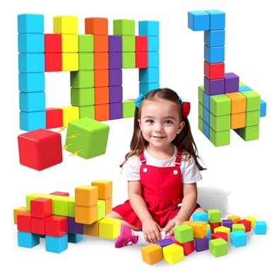 Magnetic Building Blocks, 1.65 inch Large Magnetic Stacking Cubes for Toddlers, Sensory & Montessori Toys for Boys & Girls 1 2 3 Years Old (24 PCS) - Image 1