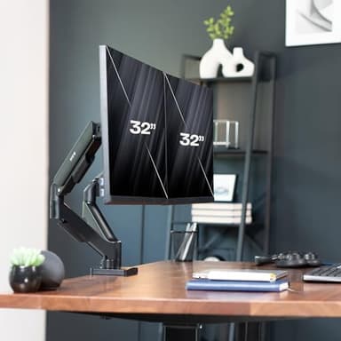 VIVO Dual Monitor up to 32 inches and 19.8 lbs per Screen, Pneumatic Arm Desk Mount, Articulating Counterbalance, VESA Stand, Classic, STAND-V002O - Image 2