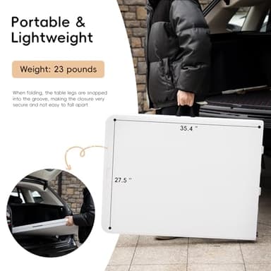 Folding Table 6FT HDPE 6 Foot Foldable Table Portable Banquet Surface Fold-in-Half Desk Utility for Working Meeting Parties, Picnic, Camping, Weddings, Catering, Garden Dining-White - Image 4