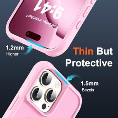 SKYLMW Compatible with iPhone 16 Pro Case with Invisible Magnetic O-Ring Stand Military-Grade Translucent Case for iPhone 16 Pro 6.3" [Compatible with Mag-Safe][Great Grip Feeling], Pink - Image 6