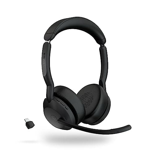 Jabra Evolve2 55 Stereo Wireless Headset - Features AirComfort Technology, Noise-Cancelling Mics & Active Noise Cancellation - MS Teams Certified, Works with Other Platforms - Black - Image 1