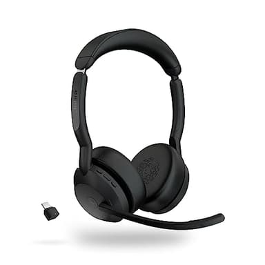 Jabra Evolve2 55 Stereo Wireless Headset - Features AirComfort Technology, Noise-Cancelling Mics & Active Noise Cancellation - MS Teams Certified, Works with Other Platforms - Black - Image 1