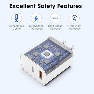 iPhone 17 16 Charger Fast Charging, 20W USB C Wall Charger Block with 6ft Type C to C Cable Cord for Apple iPhone 17/17 Pro/17 Pro Max/17 Air/16/16 Plus/16 Pro/16 Pro Max/15/15 Pro Max/iPad Pro/Mini - Image 4