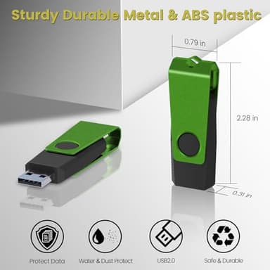 4GB USB Flash Drive 20 Pack AGECASH USB Thumb Drive Bulk USB 2.0 Flash Drives Green Swivel 4GB USB Memory Stick Zip Drive Pendrive with Labels & Lanyards USB Jump Drive Multipack for Data Storage - Image 5