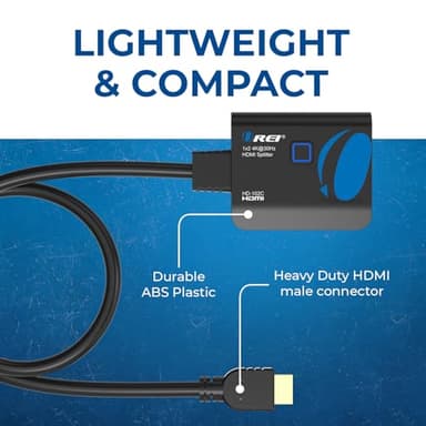 OREI 4K HDMI Splitter 1 in 2 Out - 1X2 HDMI Splitter for Dual Monitors Ultra HD 4K@30Hz with [ 2ft HDMI Cable ], 3D & 1080P Support for Xbox, PS4, Blu-ray, HDT, Will not Extend Display Screen - Image 6