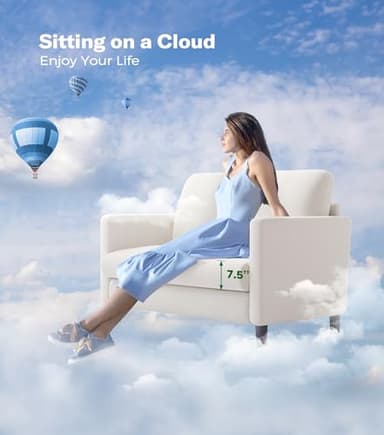 Welzona Loveseat Sofa, 51" Love Seat, Comfy Teddy Small Loveseat for Small Spaces, Tool-Free Setup Sofa Couch for Bedroom, All-Wood Couches for Living Room, No Pillow Included, Beige - Image 6