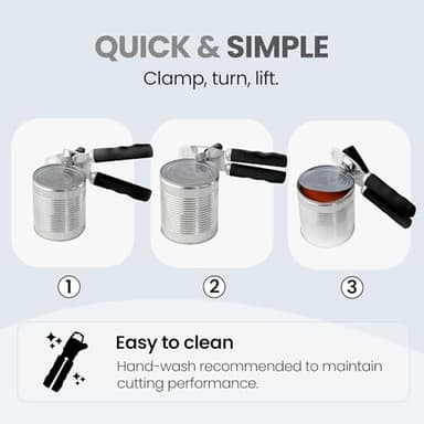Zulay Kitchen Heavy Duty Stainless Steel Can Opener Manual with Bottle Opener - Rust Proof Manual Can Opener With Turn Knob & Comfy Soft Grip Handles - Black - Image 4