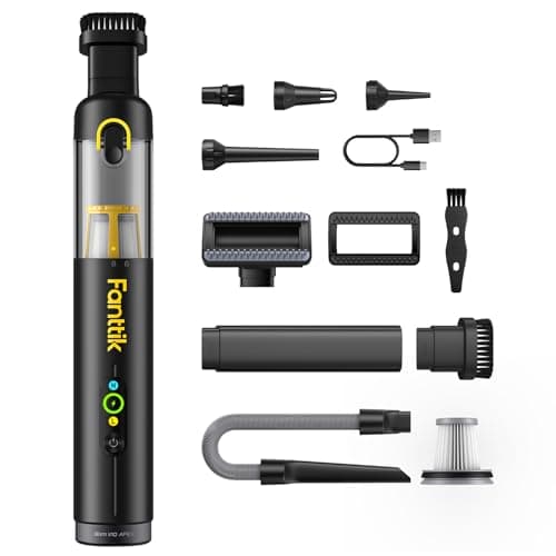 Fanttik Slim V10 APEX Cordless Car Vacuum, 4-in-1 Portable Mini Handheld Vac, 19kPa Suction Power, Upgraded Smart Digital Display, 2 Suction Modes for Small Jobs, Car, Office Desk, Keyboards (Black) - Image 1