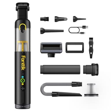 Fanttik Slim V10 APEX Cordless Car Vacuum, 4-in-1 Portable Mini Handheld Vac, 19kPa Suction Power, Upgraded Smart Digital Display, 2 Suction Modes for Small Jobs, Car, Office Desk, Keyboards (Black) - Image 1