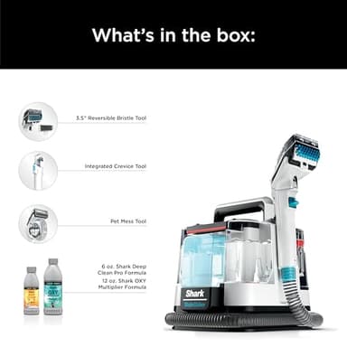 Shark StainStriker Portable Carpet, Upholstery & Area Rug Cleaner with Pet Mess Tool, Stain & Odor Remover, Perfect for Car Interiors, Includes 3 Cleaning Tools & Cleaning Solution, White, PX201 - Image 8