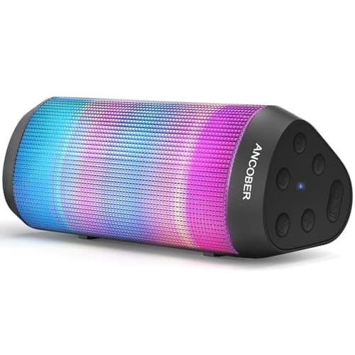 Bluetooth Speaker, Portable Wireless, Powerful Sound with Cool Lights, IPX4 Waterproof, TWS Pairing, BT5.3, for Outdoor/Indoor/Party/Shower, Electronics Gadget, Stocking Stuffers, White Elephant Gifts - Image 1