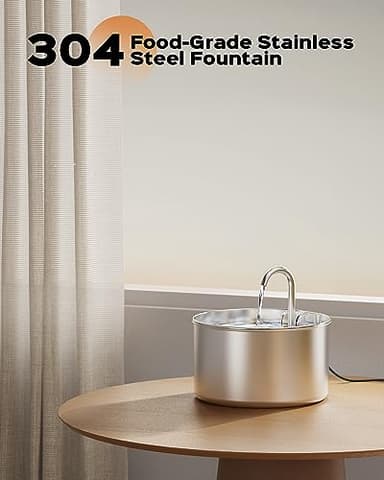 AOOGITF Cat Water Fountain + 6 Filters + 3 Sponges, 304 Stainless Steel Pet Water Fountain, 24 Hours Keep The Water Clean, 74oz Capacity, Ultra-Quiet, No Sputter, Compact, Easy Cleaning - Image 5