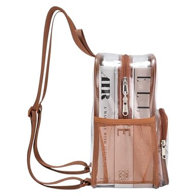 Busiuw Clear Backpack for Stadium Events 12x12x6 with Front Pocket for Concert Sport Fashion Women Backpack Events Work Travel(Coffee brown) - Image 4