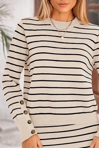 PRETTYGARDEN 2 Piece Skirts Sets For Women Fall Fashion 2025 Striped Sweater Dress Knit Lounge Travel Outfits Winter Clothing (Apricot Stripe,Small) - Image 5