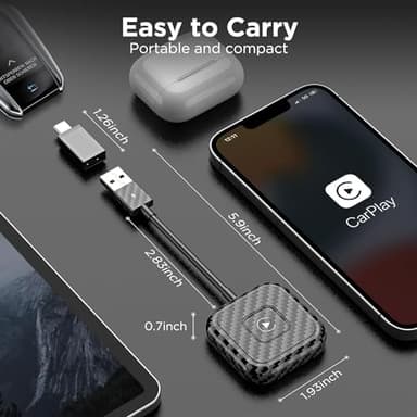 Wireless CarPlay Adapter for Apple iPhone，Wireless Carplay USB Dongle Converter Wired Carplay to Wireless, Support Online Update Plug and Play,Fit for Cars Built-in Wired CarPlay (Carbon) - Image 7