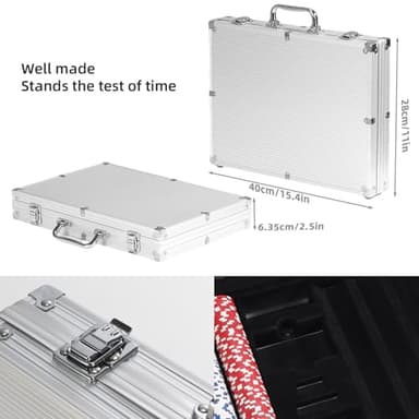 LUOBAO 500Pcs Poker Chips Set for Texas Holdem,Blackjack, Tournaments with Aluminum Case,2 Decks of Cards, Dealer, Small Blind, Big Blind Buttons and 5 Dice,11.5 Gram - Image 2