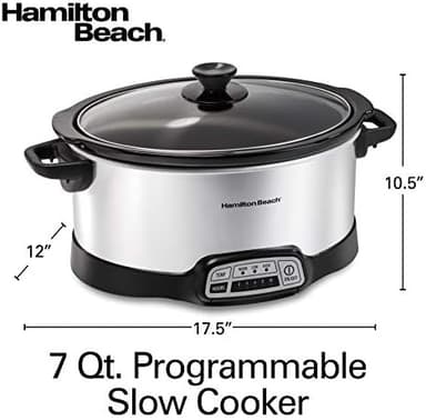 Hamilton Beach 7 Quart Programmable Slow Cooker With Flexible Easy Programming, 5 Cooking Times, Dishwasher-Safe Crock & Lid, Silver (33473 - Image 6