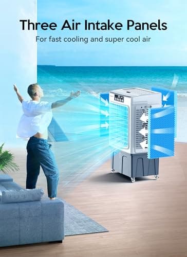 VAGKRI Swamp Cooler, 2100CFM Evaporative Air Cooler with 3 Modes & Wind Speeds, 120°Oscillation, 24H Timer, Portable Outdoor Air Conditioner with Auto Fill for Patio Garage Commercial Use, 8 Gallon - Image 4