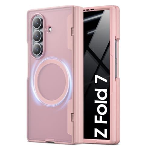 Spugan for Galaxy Z Fold 7 Case with Privacy Screen Protector, [Compatible with MagSafe] [Hinge Protection] Military Drop Protection, Shockproof Translucent Phone Case for Samung Z Fold 7 (Pink) - Image 1