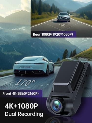 Ecomoment Dash Cam Front and Rear, 4K+1080P Dash Camera for Cars, Built-in Wi-Fi GPS, Included 32GB Card, 2.0'' IPS Screen Mini Car Camera, App, Night Vision, 170°Wide Angle, 24H Parking Mode,Gray - Image 4