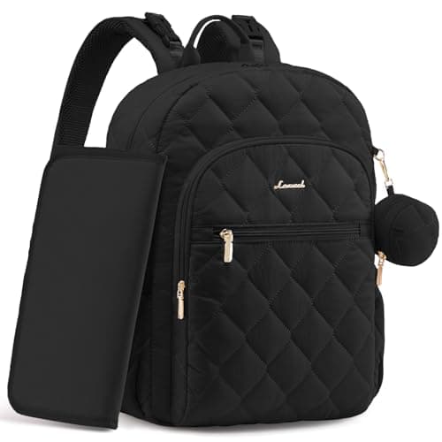 LOVEVOOK Diaper Bag Backpack,Puffer Quilted Baby Diaper Bag with Insulated Pockets,Travel Diaper Backpack for Boys Girls with Changing Pad,Water-Resistant Baby Bag for Mom Dad,Black - Image 1