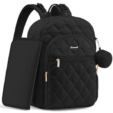 LOVEVOOK Diaper Bag Backpack,Puffer Quilted Baby Diaper Bag with Insulated Pockets,Travel Diaper Backpack for Boys Girls with Changing Pad,Water-Resistant Baby Bag for Mom Dad,Black - Image 1
