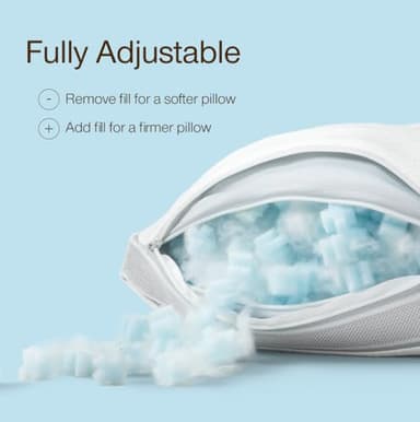 Coop Home Goods Cool+ Adjustable Cooling Toddler Pillow, 13x19, Cooling Gel Memory Foam Kids Pillow for Ages 2+, Customizable Loft, Breathable, Washable Cover, Childproof Zipper, Small Cooling Pillow - Image 4