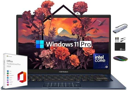 ASUS Vivobook Laptop 2025 Ultra Portable Business Computer, 14" FHD Display, 24GB RAM, 1TB Storage (512GB SSD + 500GB Ext), 6-Core Intel i3-1315U, MarxsolAccessory, Win 11 Pro, Lifetime Office 2024 - Image 1