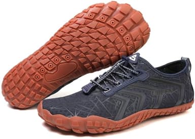 UBFEN Water Shoes Aqua Swim Shoes Mens Womens Beach Sports Quick Dry Barefoot for Boating Fishing Diving Surfing Blue Brown Color Size US 11 Women 9.5 Men - Image 3