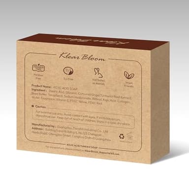 KlearBloom Kojic Acid Soap, Turmeric Soap Bar for Dark Spots Brightening & Moisturizing with Collagen, Vitamin E, Retinol, Hyaluronic Acid, Shea Butter, Paraben & Sulfate-Free 105g x 2 Bars - Image 7