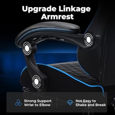 EXRACING Gaming Chair Ergonomic Computer Chair with Footrest and Lumbar Support, Height Adjustable High Back Leather Office Chair, 360° Swivel with Linked Armrest, for Adult and Teen (Blue) - Image 4