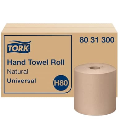 Tork Hand Towel Roll Natural H80, Universal, 100% Recycled Fiber, 6 Rolls x 800 ft, 8031300 - Image 1