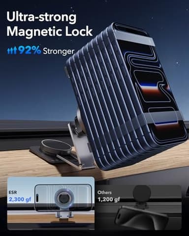 ESR for MagSafe Car Mount, Car Phone Holder, Tesla Touchscreen Car Mount, Magnetic Phone Holder for Car, for iPhone 17/16/16e/15/14/13/12, S25, Pixel 10, Charging Not Supported(2 Metal Rings Included) - Image 4