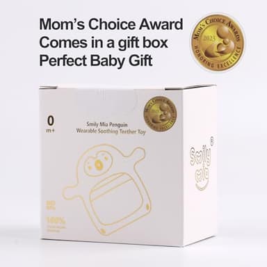 Smily Mia 2pack Baby Teething Toys for 0-6 3-6Months |Penguin Teether | Hand Teethers| Teething Mittens|Chew Toys for Teething Pain Relief, Baby Pacifiers| New Born Essentials, Blue+Grey - Image 8