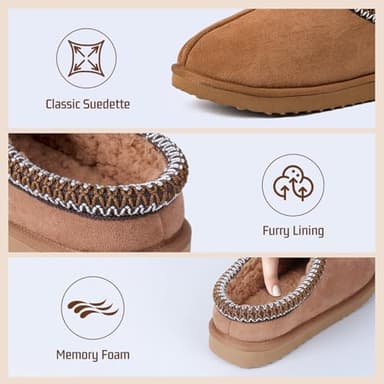 Gdazzio Women's Slippers Fuzzy Cozy Short Ankle Shoes Indoor and Outdoor Mules Furry Warm House Slippers for Woman Cute Fluffy Clogs Chestnut - Image 3